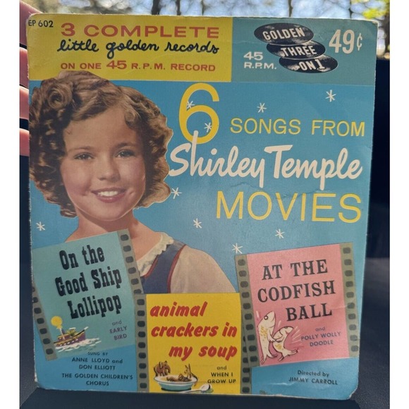 Vintage Little Golden Records 6 Songs From Shirley Temple Movies 45 Perfect Con!